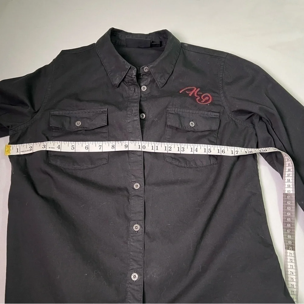 Women's Silver Wing Script Font Solid Twill Shirt Harley Davidson - Picture 6 of 8